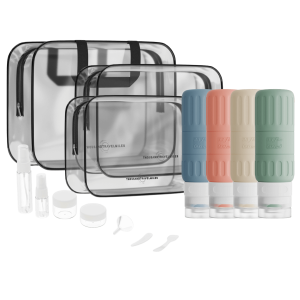 Reisset – Toilettas Set inclusief reisflesjes – 14-delig – Pastel